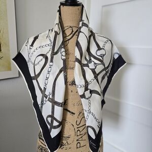Vintage Lauren Ralph Lauren Silk Equestrian-themed Scarf. 34" Square.
